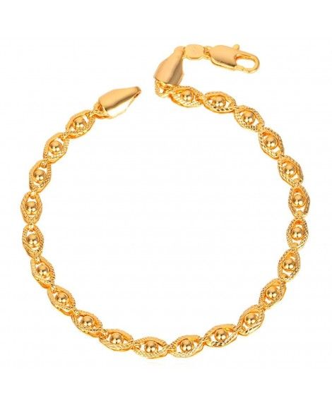 18k Stamp Gold Bracelet Bead-set Link Chain Bracelet For Men/Women: Jewelry