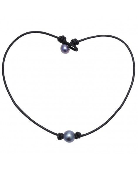 black necklace with one pearl