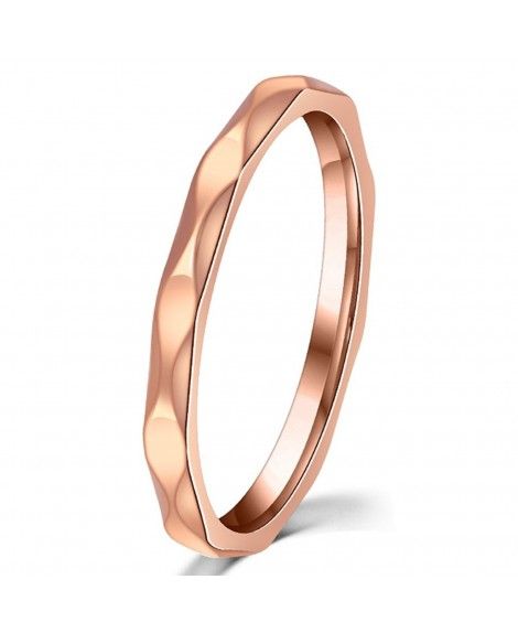 Womens 2mm Wave Prismatic Pattern Rose Gold Ring Engagement Wedding ...