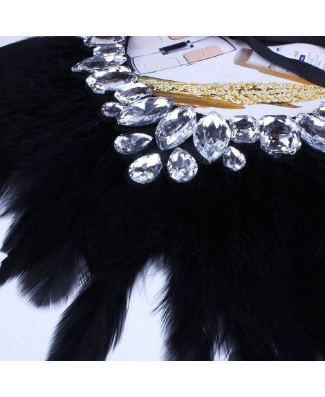 YAZILIND Unique Design Charming Black Feather Bib Collar Statement ...